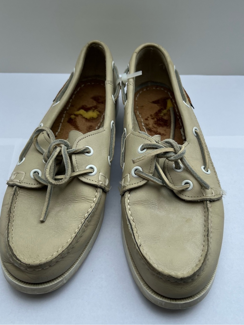 Quoddy Light Tan Leather Boat Shoes